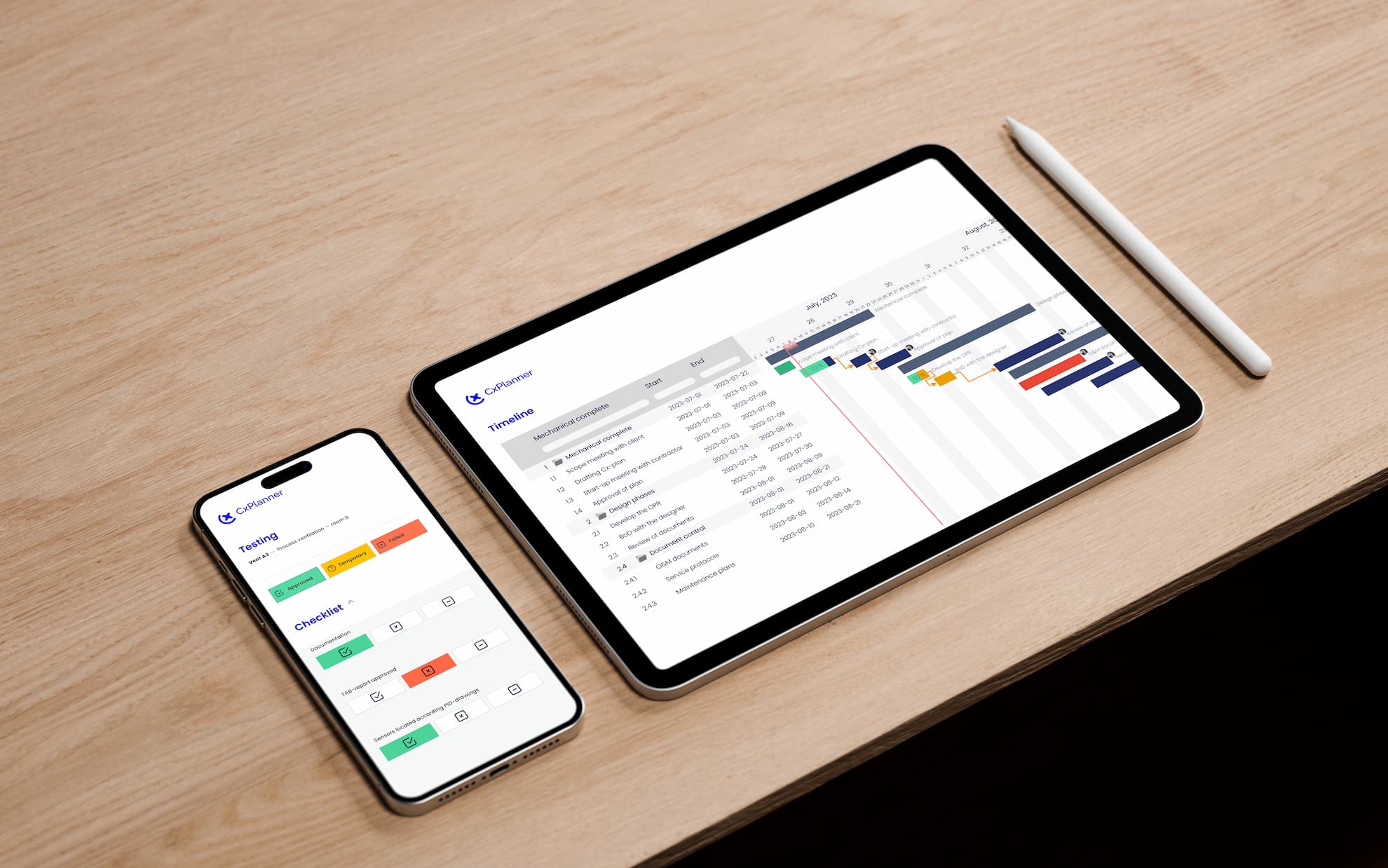 CxPlanner used on multiple different devices with project planning.
