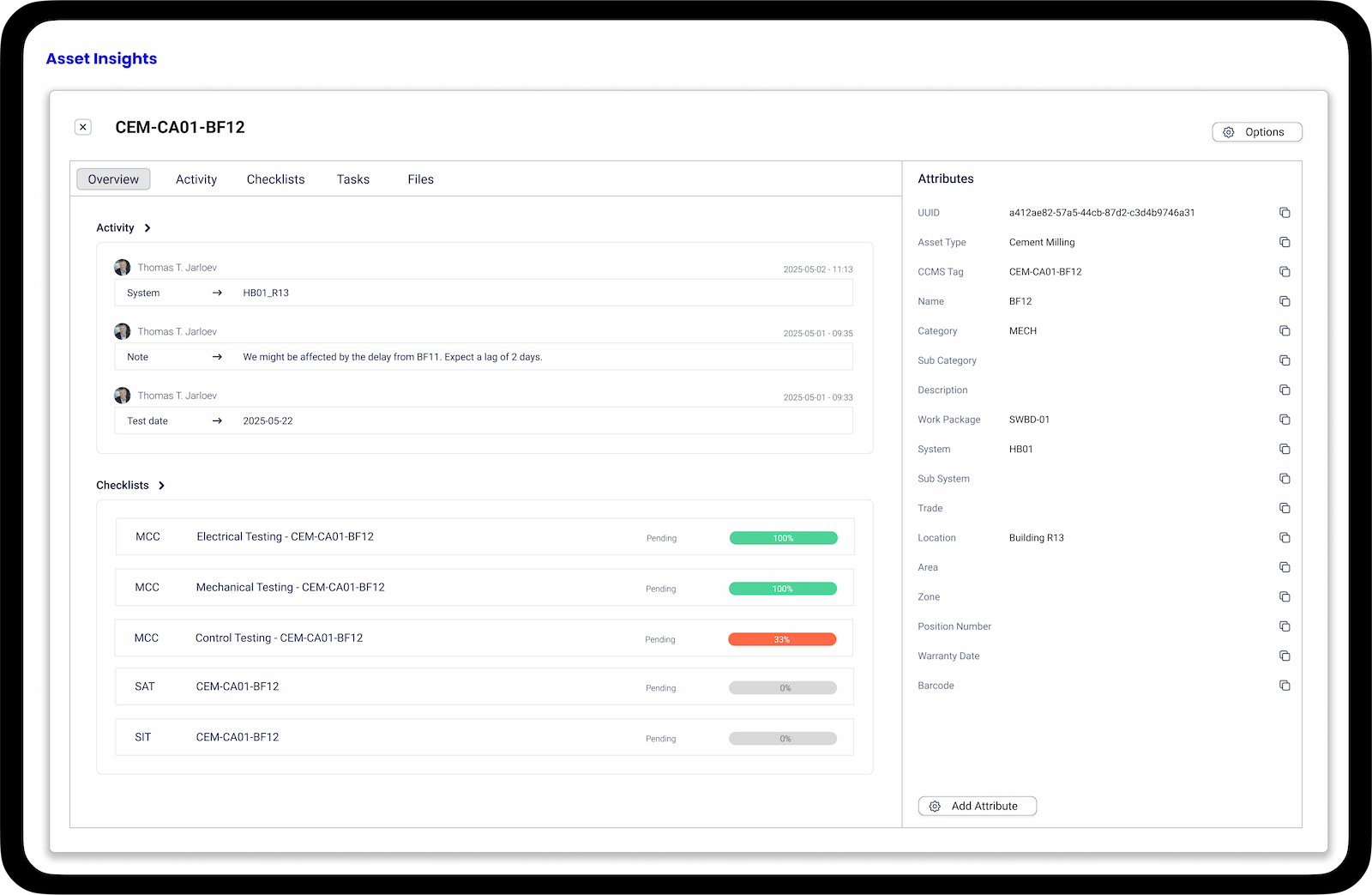 Asset insights and analytics